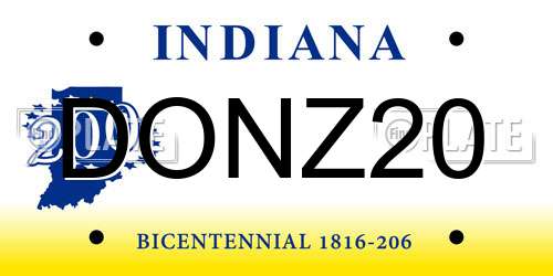 DONZ20 Indiana License Plate