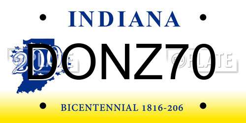 DONZ70 Indiana License Plate