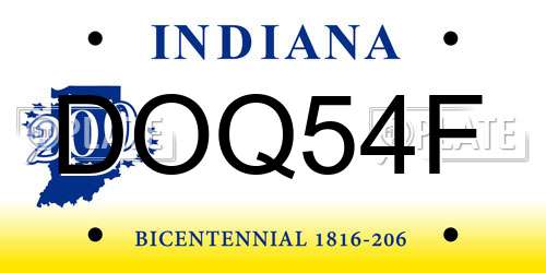 DOQ54F Indiana License Plate