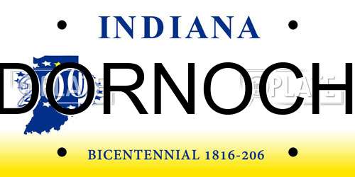 DORNOCH Indiana License Plate