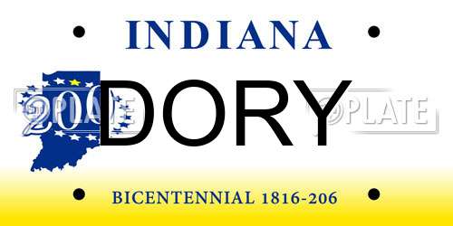 DORY Indiana License Plate