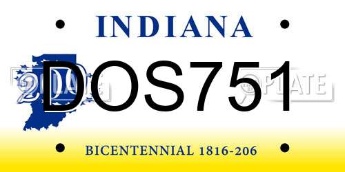 DOS751 Indiana License Plate