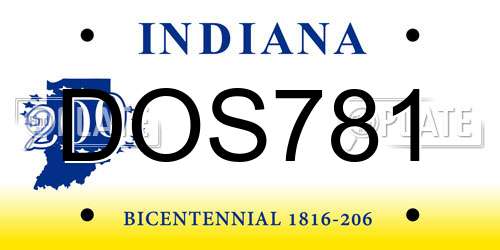 DOS781 Indiana License Plate
