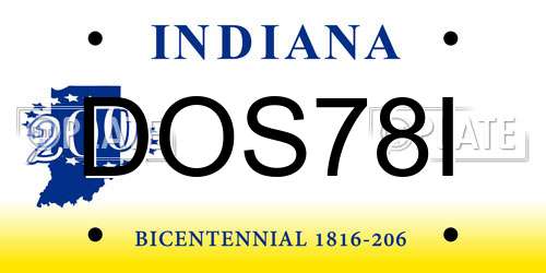 DOS78I Indiana License Plate