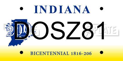 DOSZ81 Indiana License Plate