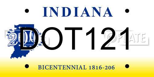 DOT121 Indiana License Plate