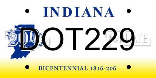 DOT229 Indiana License Plate
