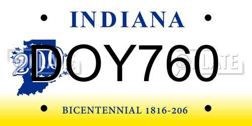 DOY760 Indiana License Plate