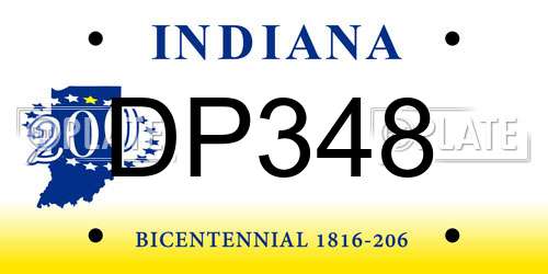 DP348 Indiana License Plate