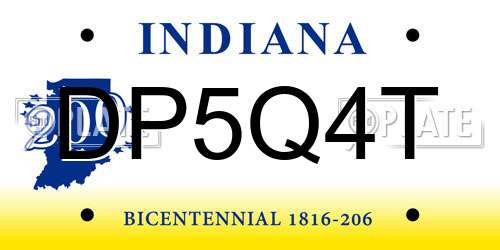 DP5Q4T Indiana License Plate