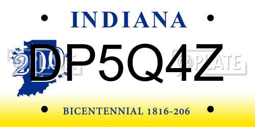 DP5Q4Z Indiana License Plate