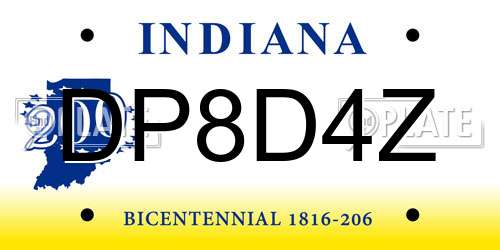 DP8D4Z Indiana License Plate