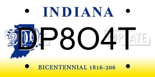DP8O4T Indiana License Plate
