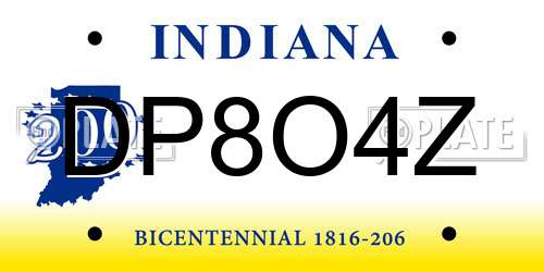 DP8O4Z Indiana License Plate