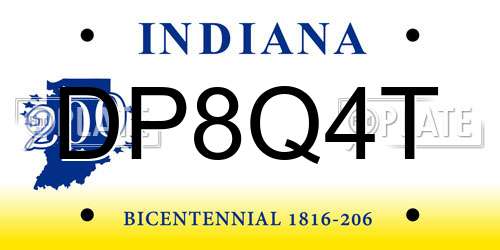 DP8Q4T Indiana License Plate