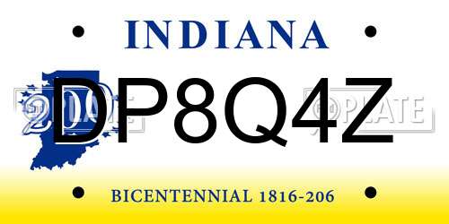 DP8Q4Z Indiana License Plate