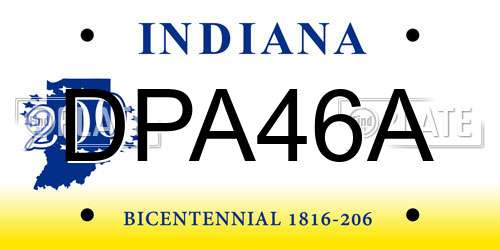 DPA46A Indiana License Plate