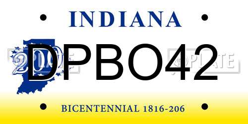 DPBO42 Indiana License Plate
