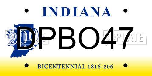 DPBO47 Indiana License Plate