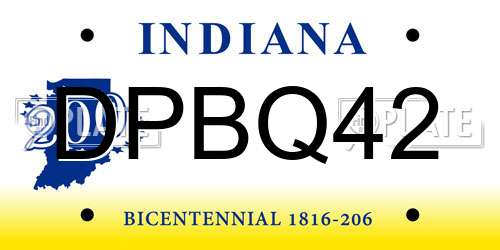 DPBQ42 Indiana License Plate