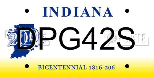 DPG42S Indiana License Plate