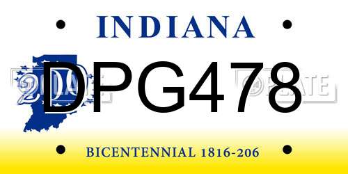 DPG478 Indiana License Plate