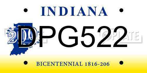 DPG522 Indiana License Plate