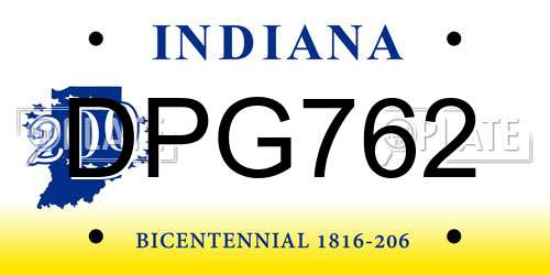 DPG762 Indiana License Plate