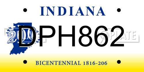 DPH862 Indiana License Plate