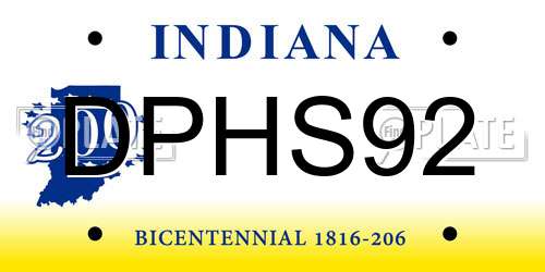 DPHS92 Indiana License Plate