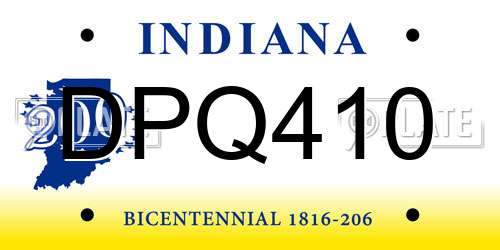 DPQ410 Indiana License Plate