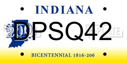 DPSQ42 Indiana License Plate