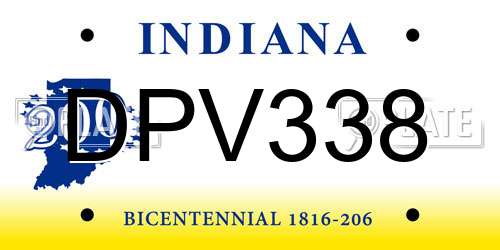 DPV338 Indiana License Plate