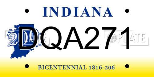 DQA271 Indiana License Plate