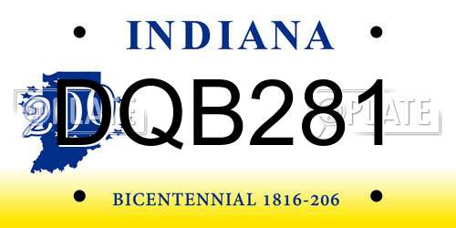 DQB281 Indiana License Plate