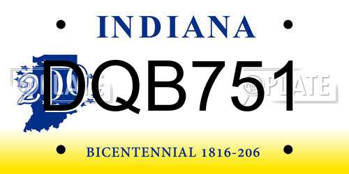 DQB751 Indiana License Plate