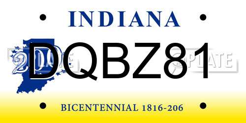 DQBZ81 Indiana License Plate