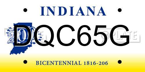 DQC65G Indiana License Plate