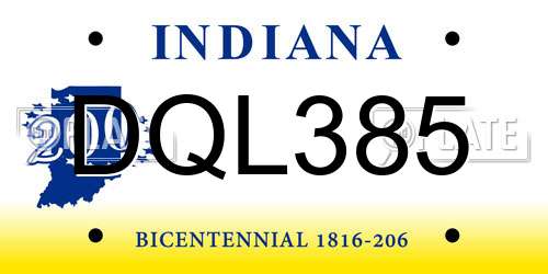 DQL385 Indiana License Plate