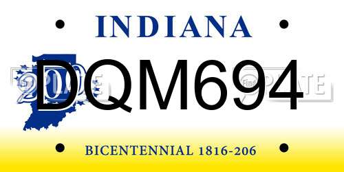 DQM694 Indiana License Plate