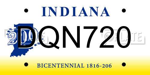 DQN720 Indiana License Plate