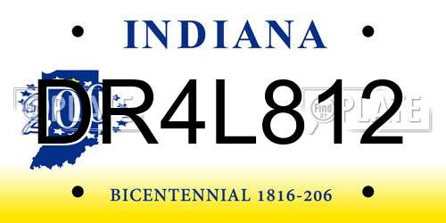 DR4L812 Indiana License Plate