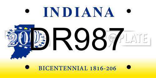 DR987 Indiana License Plate