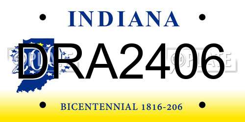 DRA2406 Indiana License Plate