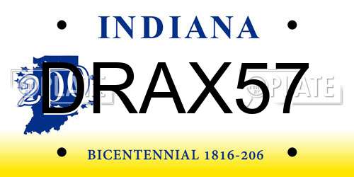 DRAX57 Indiana License Plate
