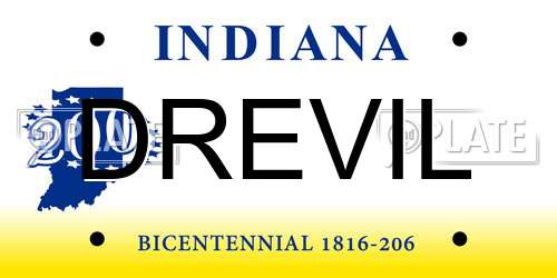 DREVIL Indiana License Plate