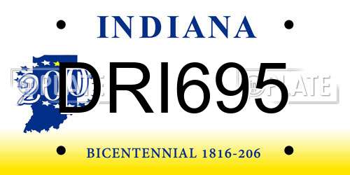 DRI695 Indiana License Plate