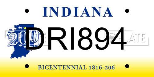DRI894 Indiana License Plate