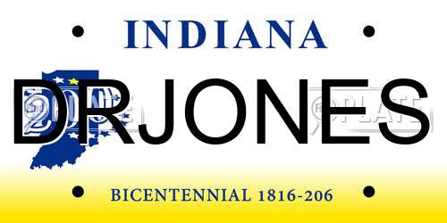 DRJONES Indiana License Plate