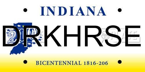 DRKHRSE Indiana License Plate